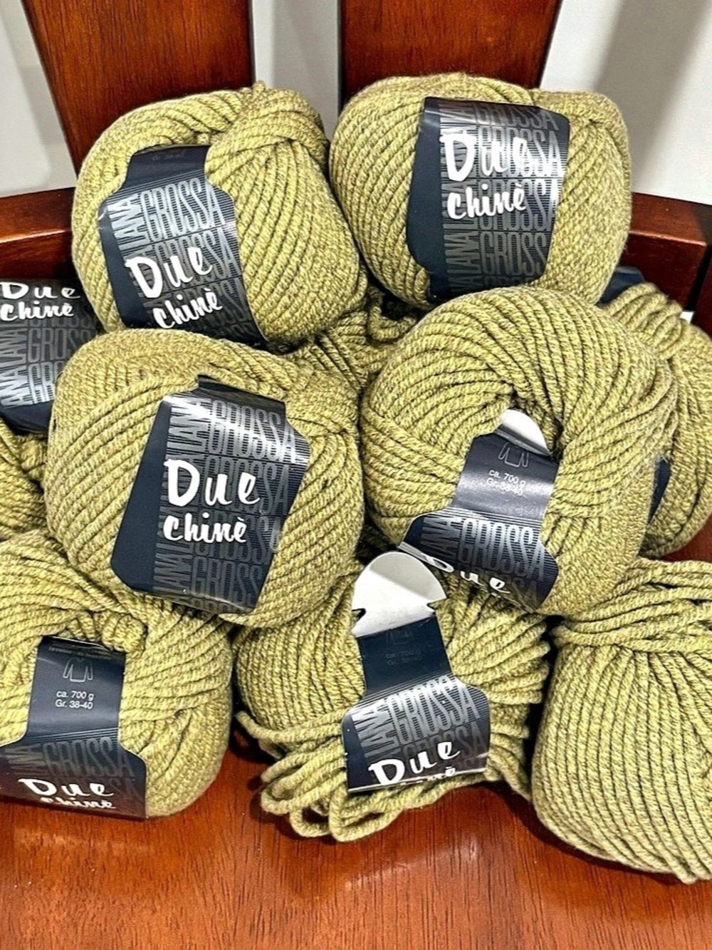 NWT Lana Grossa Due Chinè Premium Italian Yarn Lot - Olive Gold (10 Skeins)